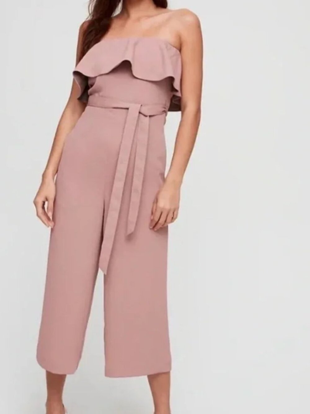 Aritzia Babaton Flutter Jumpsuit in Dusty Rose Belt Included Women's Size 0 EUC